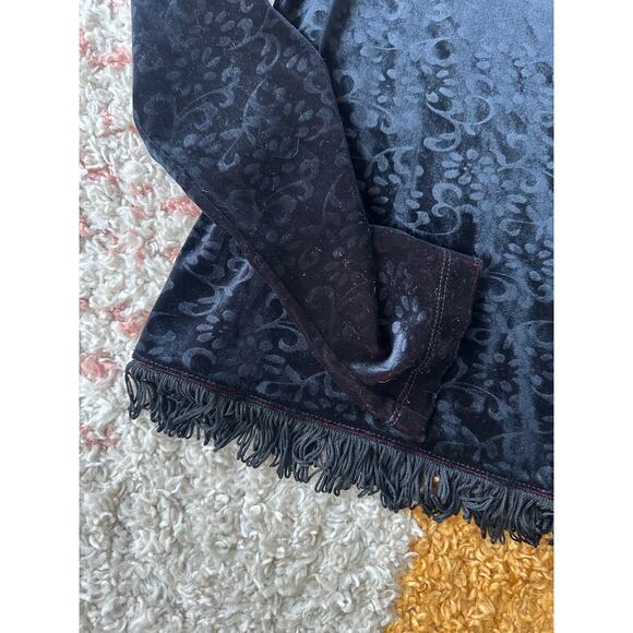 Y2K Velvet Burnout Long Sleeve Top Size Medium Fringe Gothic Grunge Whimsygoth - Picture 3 of 10